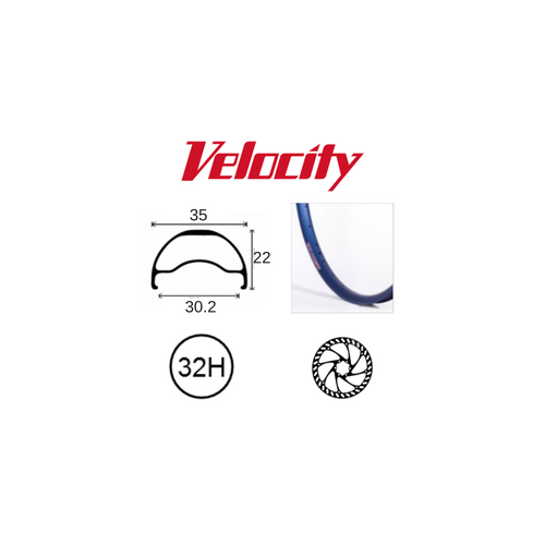 RIM 29er x 30mm - VELOCITY BLUNT 35 - 32H - (662 x 30) - Presta Valve - Disc Brake - D/W - BLUE - Tubeless Ready - (ERD 597)