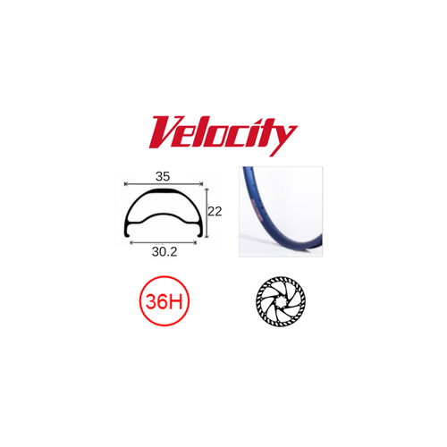 RIM 29er x 30mm - VELOCITY BLUNT 35 - 36H - (662 x 30) - Presta Valve - Disc Brake - D/W - BLUE - Tubeless Ready - (ERD 597)