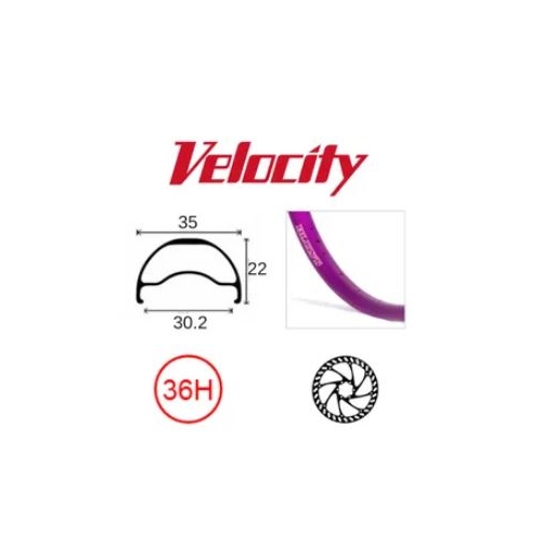 RIM 26" x 30mm - VELOCITY BLUNT 35 - 36H - (559 x 30) - Presta Valve - Disc Brake - D/W - PURPLE - Tubeless Ready - (ERD 535)