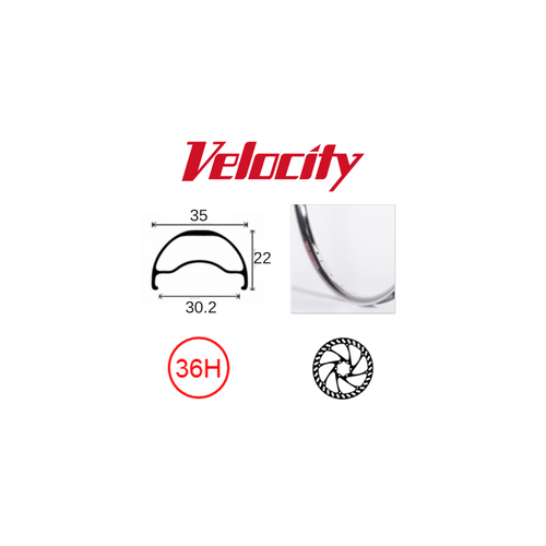 RIM 29er x 30mm - VELOCITY BLUNT 35 - 36H - (662 x 30) - Presta Valve - Disc Brake - D/W - HAND POLISHED - Tubeless Ready - (ERD 597)