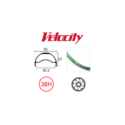 RIM 29er x 30mm - VELOCITY BLUNT 35 - 36H - (662 x 30) - Presta Valve - Disc Brake - D/W - GREEN - Tubeless Ready - (ERD 597)