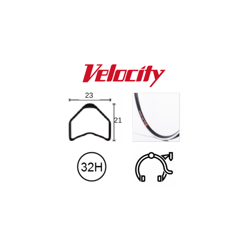 RIM 700c x 23mm - VELOCITY MAJOR TOM (Tubular) - 32H - (622 x 23) - Presta Valve - Rim Brake - D/W - BLACK (Anodised) - MSW - TUBULAR RIM