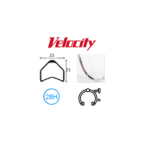 RIM 700c x 23mm - VELOCITY MAJOR TOM (Tubular) - 28H - (622 x 23) - Presta Valve - Rim Brake - D/W - HAND POLISHED - MSW - TUBULAR RIM