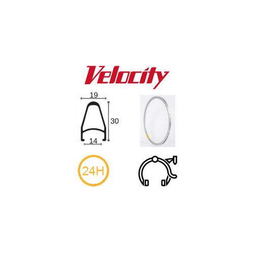 RIM 700c x 14mm - VELOCITY DEEP V - 24H - (622 x 14) - Presta Valve - Rim Brake - D/W - SILVER (Anodised) - MSW