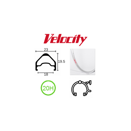 RIM 700c x 18mm - VELOCITY A23 - 20H - (622 x 18) - Presta Valve - Rim Brake - D/W - SILVER - MSW