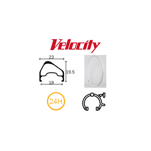 RIM 700c x 18mm - VELOCITY A23 OC - 24H - (622 x 18) - Presta Valve - Rim Brake - D/W - SILVER - MSW - OCR