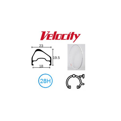 RIM 700c x 18mm - VELOCITY A23 OC - 28H - (622 x 18) - Presta Valve - Rim Brake - D/W - SILVER - MSW - OCR