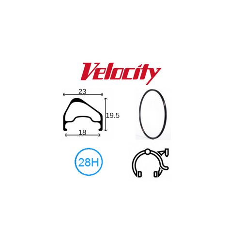 RIM 700c x 18mm - VELOCITY A23 OC - 28H - (622 x 18) - Presta Valve - Rim Brake - D/W - BLACK - MSW - OCR