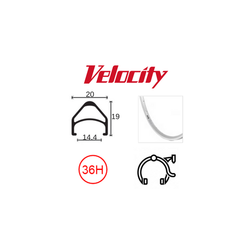 RIM 16 x 1 3/8" x 14mm - VELOCITY AEROHEAD - 36H - (349 x 14) - Presta Valve - Rim Brake - D/W - SILVER - MSW